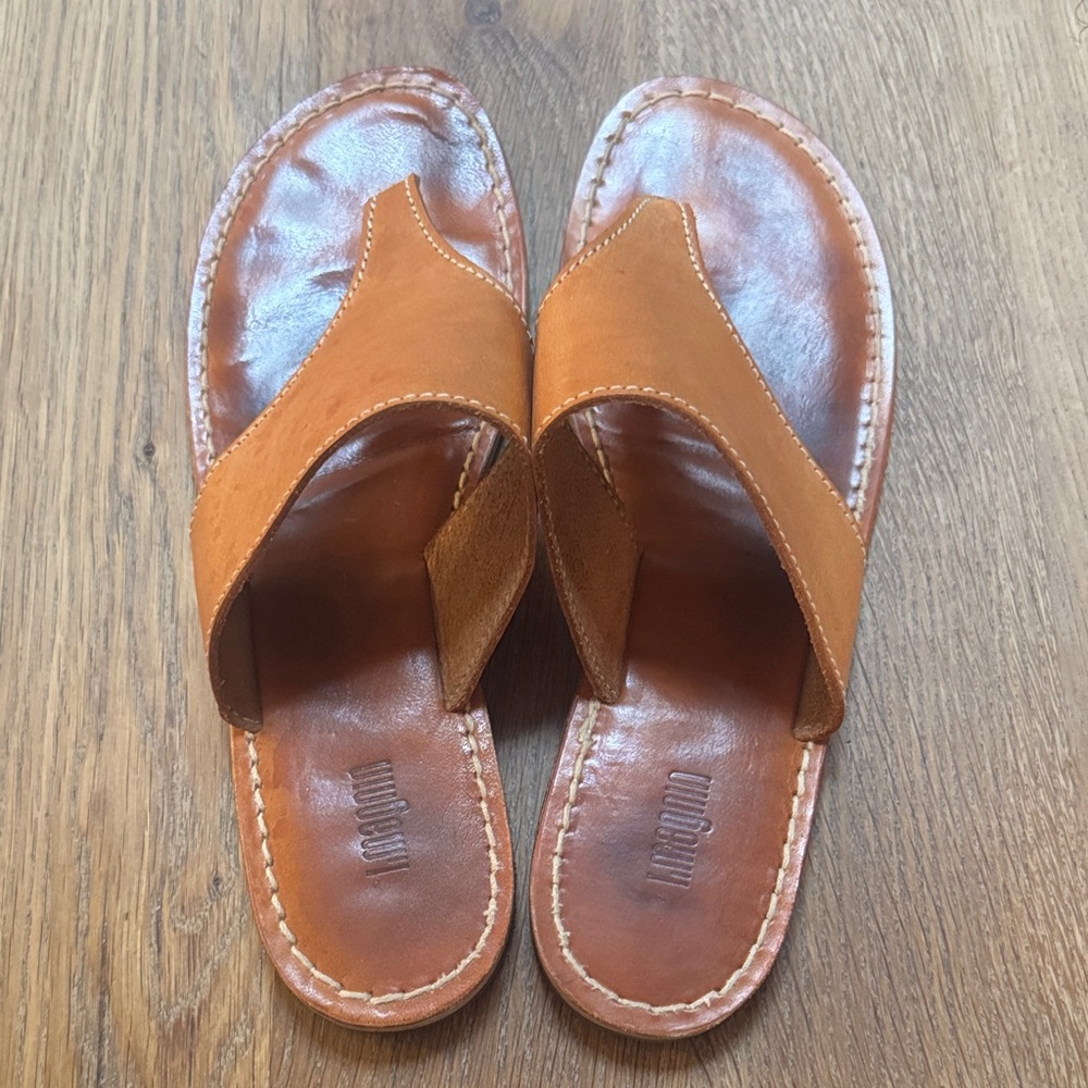 Imagnin Brown Leather Sandals
